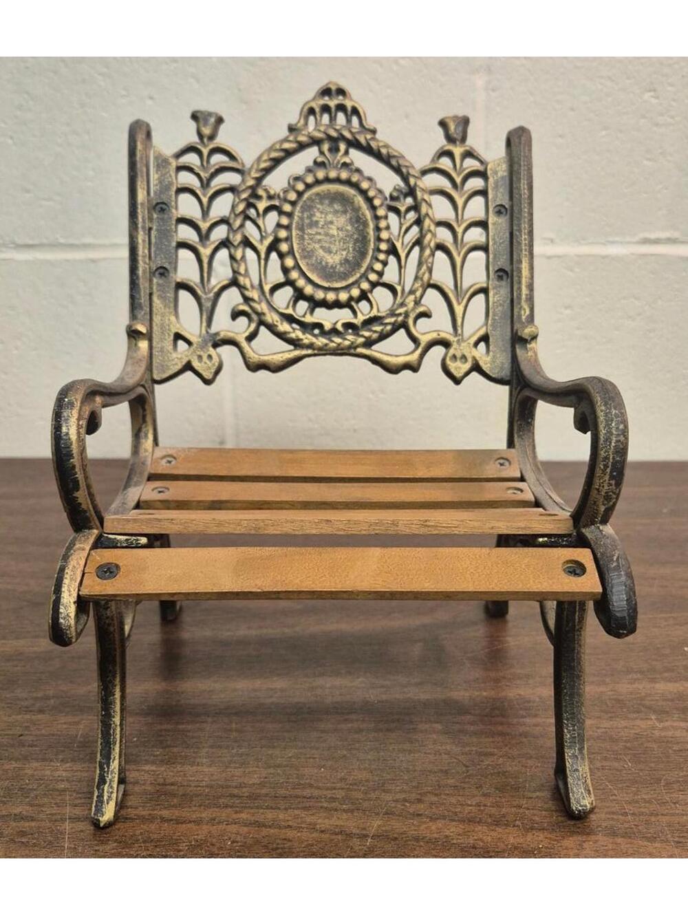 Vintage Decorative Miniature Chair with Metal and Wood Design